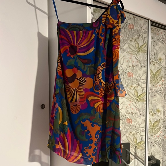Banana Republic Trina Turk Collection one shoulder tropical print dress size 0 - Picture 2 of 3
